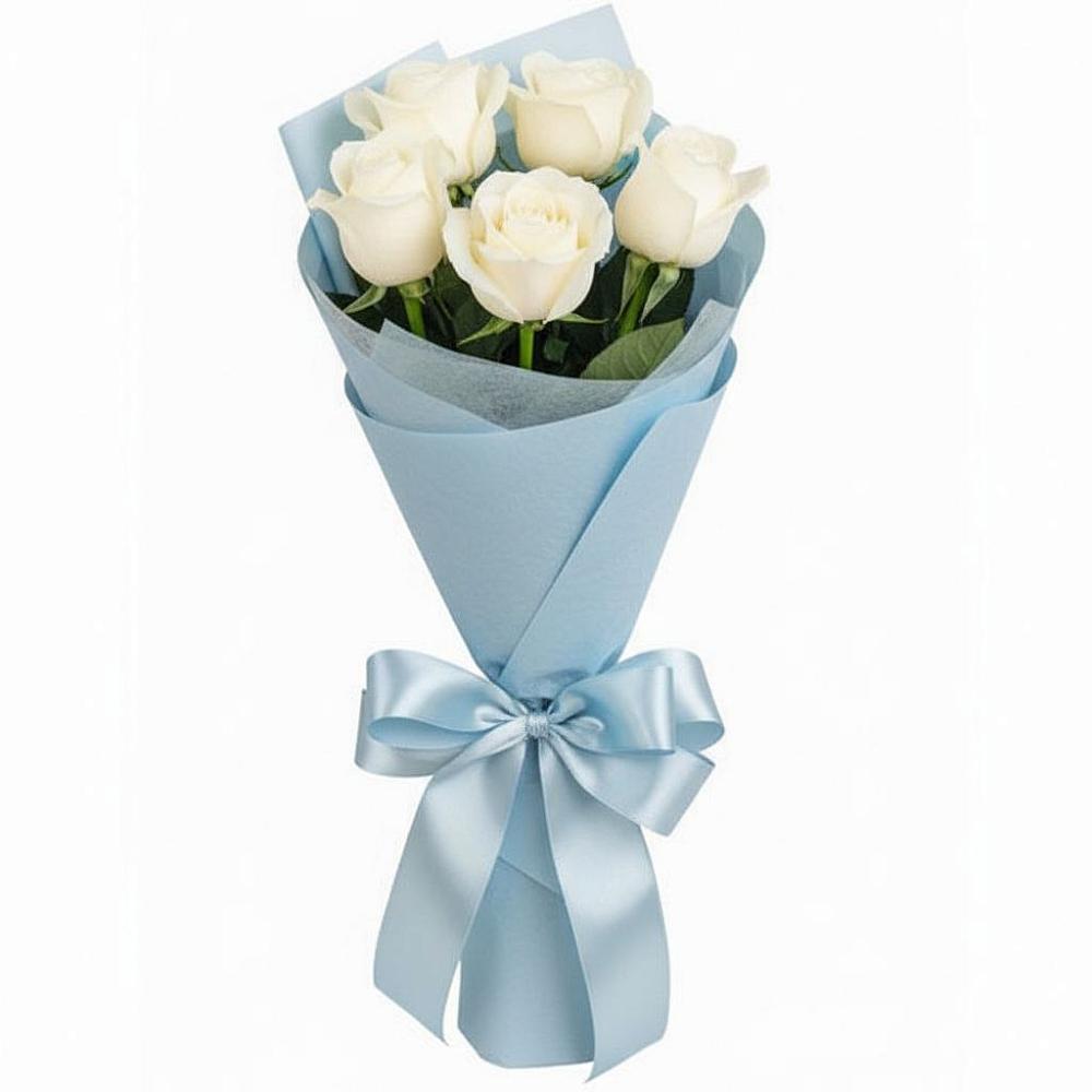 Букет 5 Белых роз Проуд в Пестово