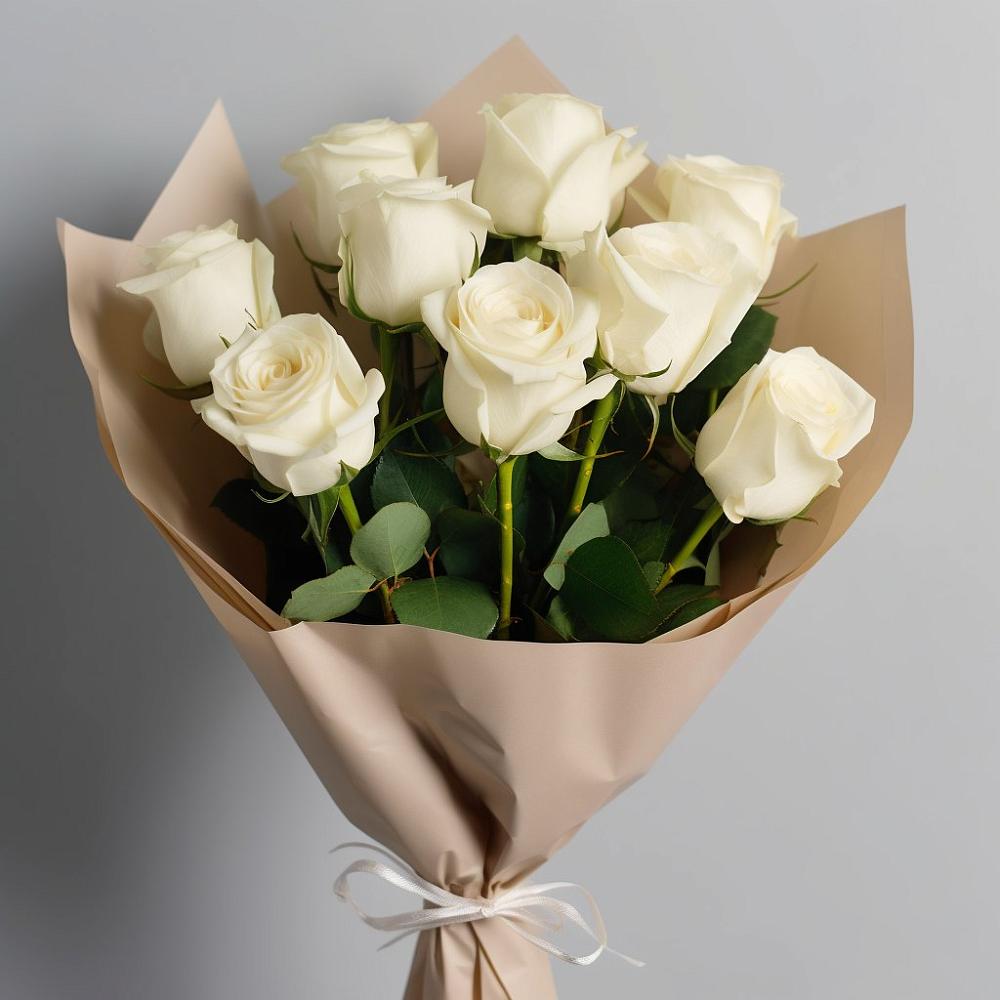 Букет 9 Белых роз Эдлесс Лав в Пестово