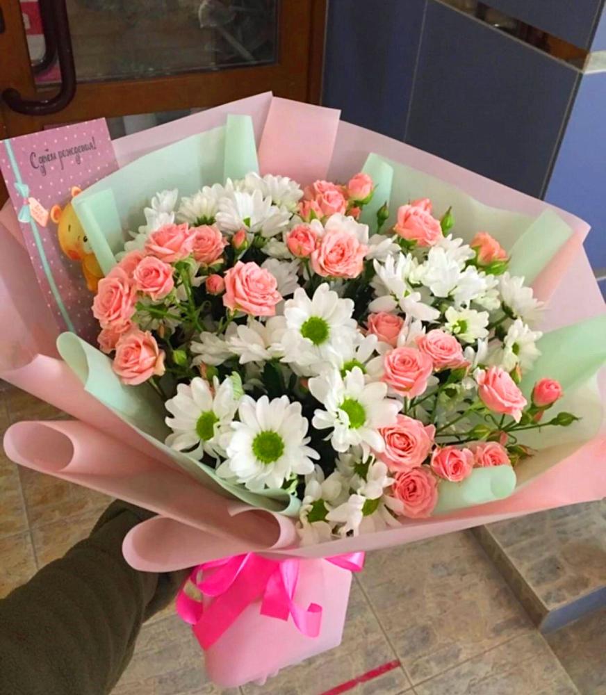 Букет цветов из: Розы и Хризантемы в Пестово