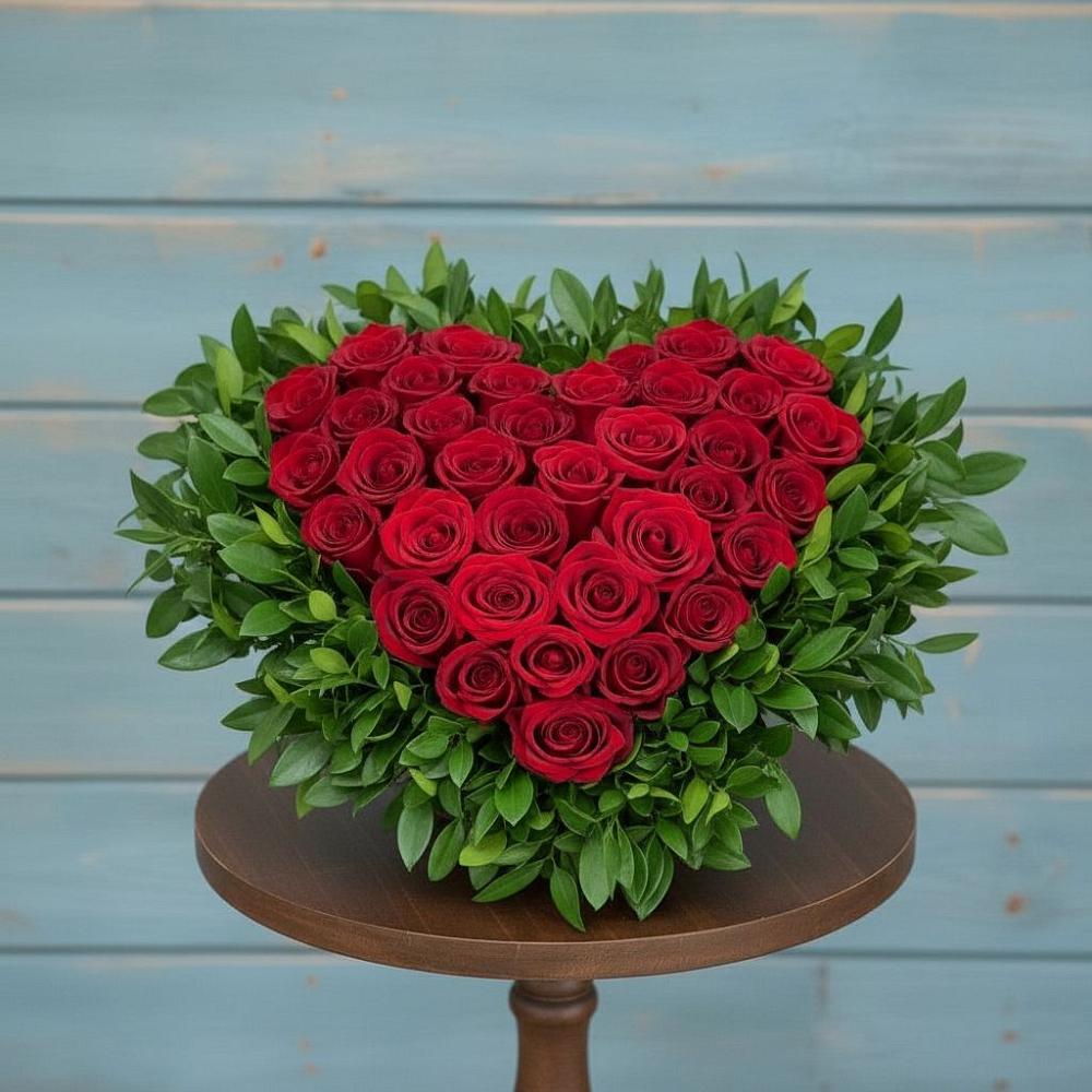 Цветочная композиция из Розы в виде сердца в Пестово