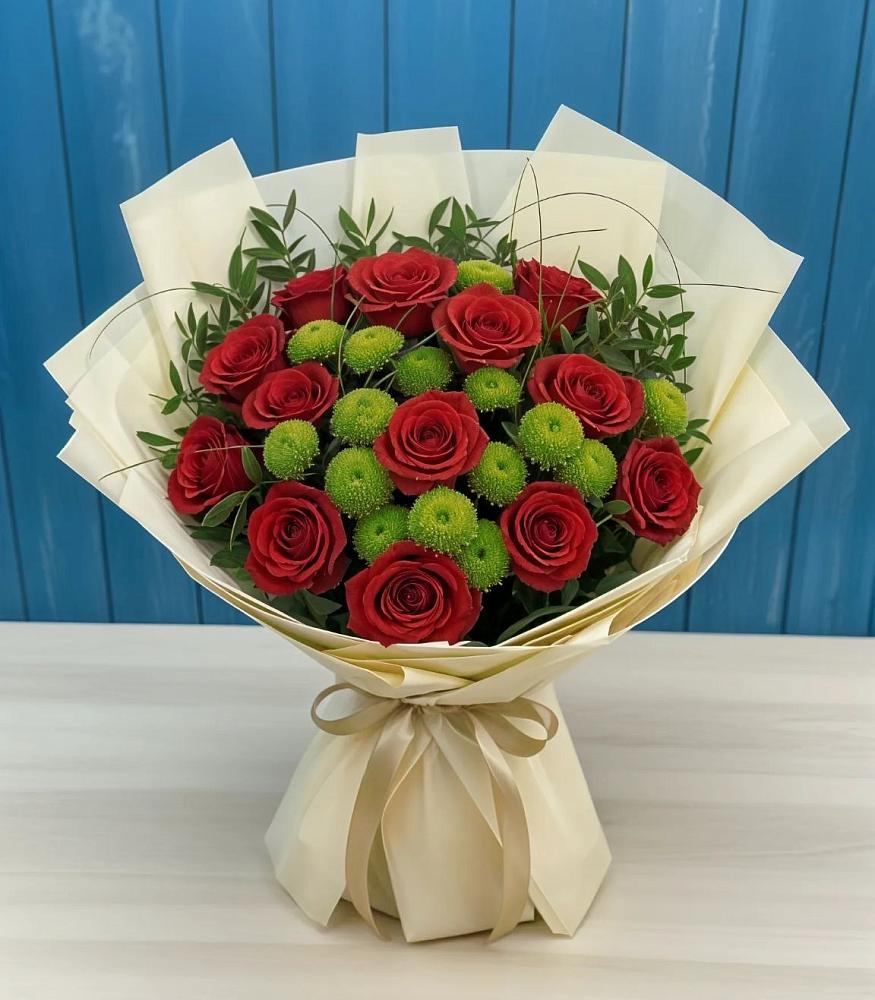 Букет цветов из: Розы и Хризантемы в Пестово